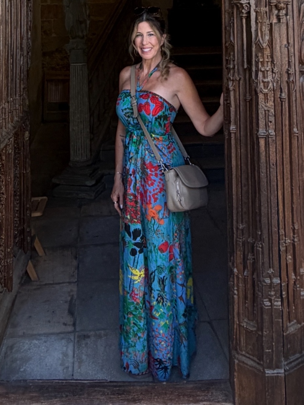Floral Halter Maxi Dress in Teal